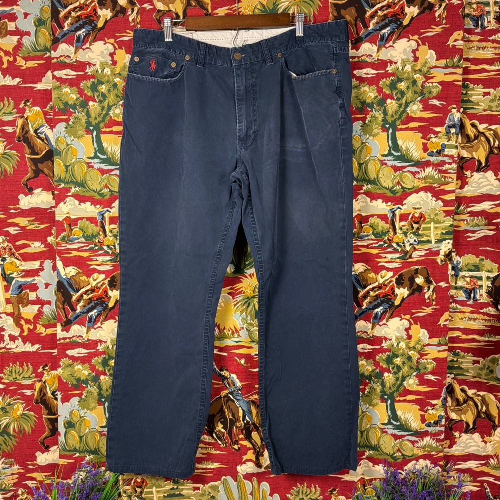 Polo Ralph Lauren Dungarees Mens 38x30 Navy Blue Good Vintage Distressed